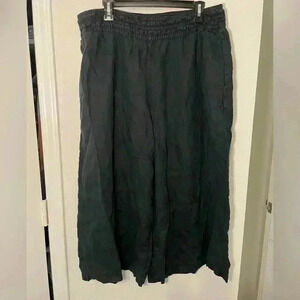 Anthropologie Black Linen Wide Leg Cropped Pants Womens Size XLP